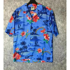 Winnie Fashion Blue Made in Hawaii Floral Shirt - Large